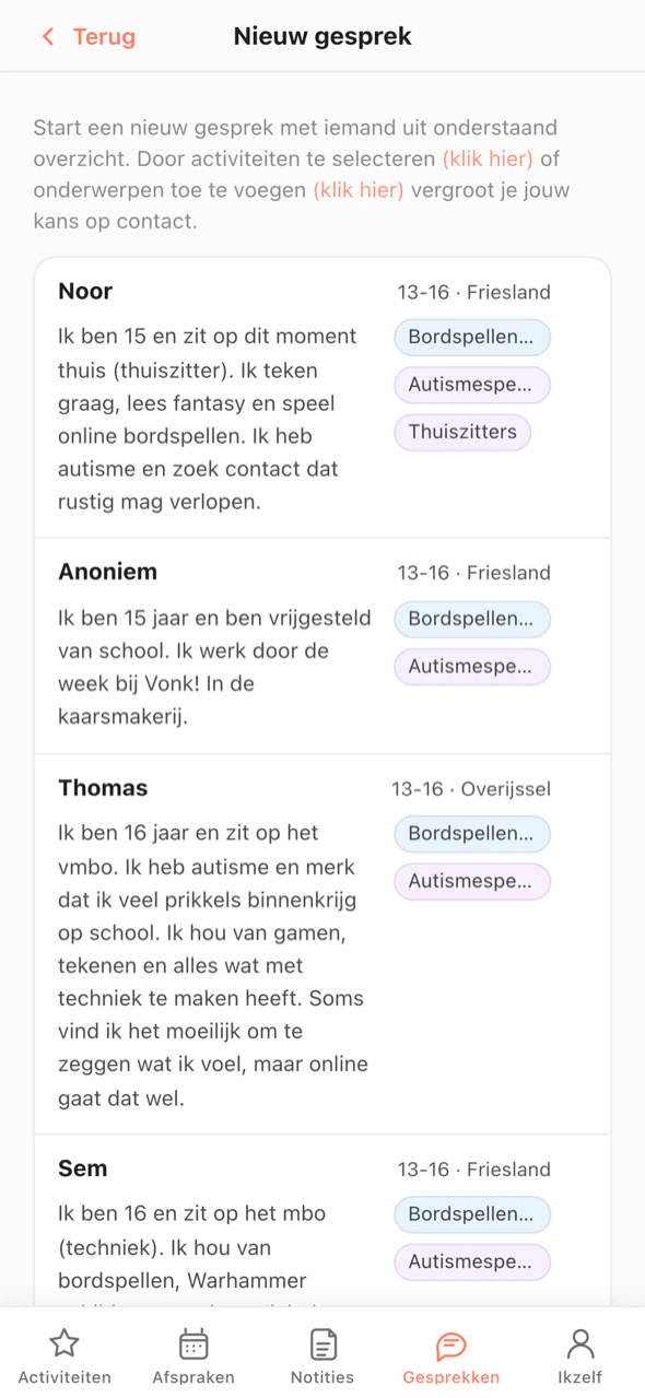 Vind iemand om mee te chatten